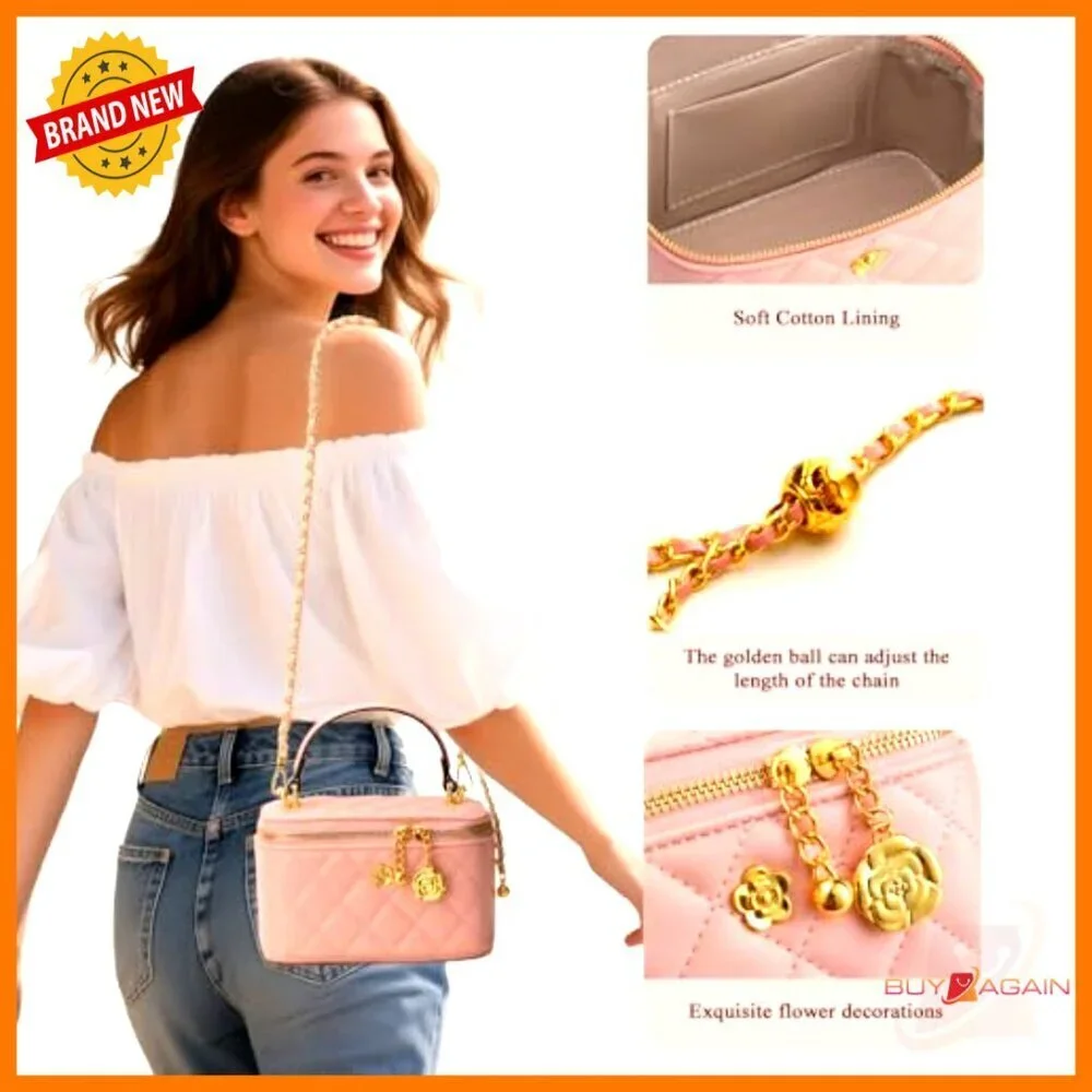 Quilted Square Box Crossbody Bag Mini Satchel Purse Top Handle Pouch